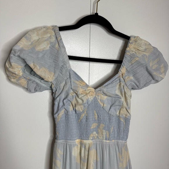 Free People textured floral puff sleeve maxi dress in sky blue XS - Picture 5 of 16